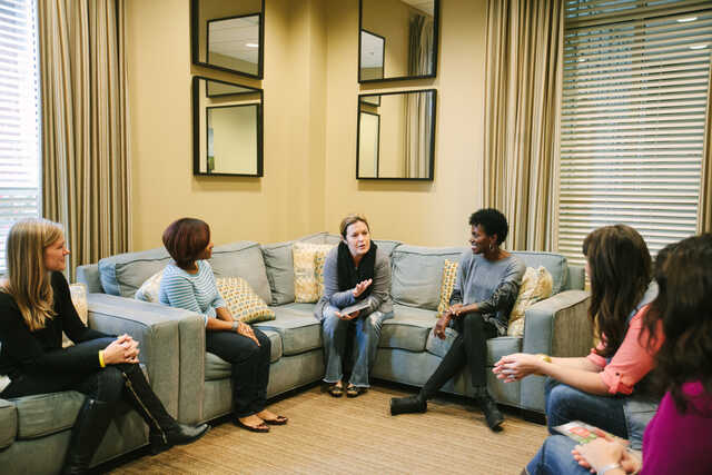 women having a conversation in a care group